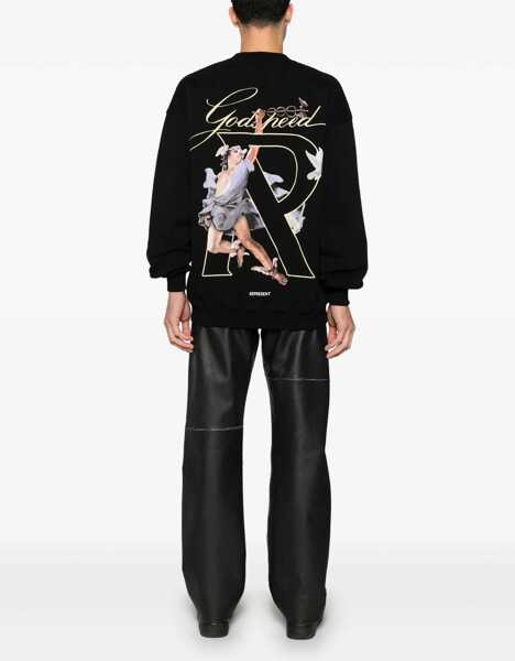 Bluze de trening REPRESENT Printed Brushed Cotton Hermes Crew-Neck Sweatshirt Black Barbati (BM 18705076) 2
