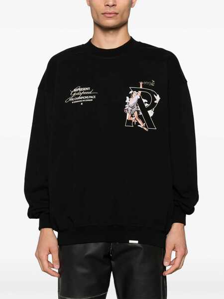 Bluze de trening REPRESENT Printed Brushed Cotton Hermes Crew-Neck Sweatshirt Black Barbati (BM 18705076) 3