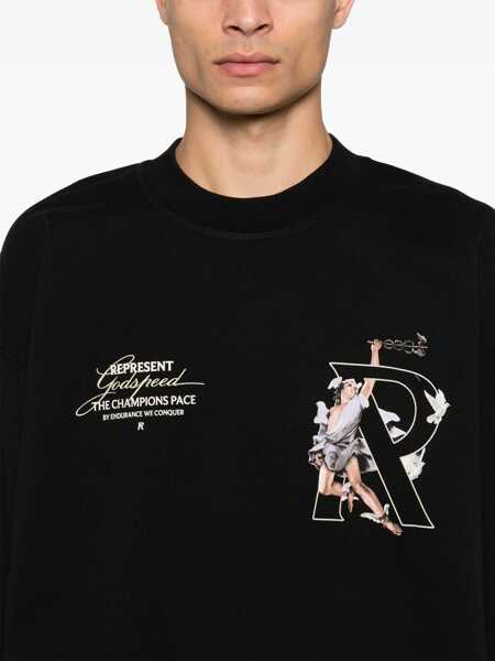 Bluze de trening REPRESENT Printed Brushed Cotton Hermes Crew-Neck Sweatshirt Black Barbati (BM 18705076) 5