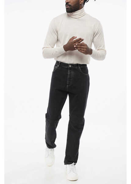 Blugi slim fit Brunello Cucinelli Cotton Slim Fit Denims With Belt Loops 16Cm Black Barbati (BM 18705085) 3