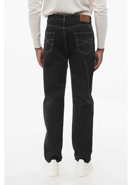 Blugi slim fit Brunello Cucinelli Cotton Slim Fit Denims With Belt Loops 16Cm Black Barbati (BM 18705085) 4