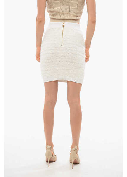 Fuste casual Balmain High-Waisted Tweed Mini Skirt With Decorative Buttons White Femei (BM 18705136) 2