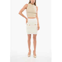 Imbracaminte Dama pagina 231 - Fuste casual Balmain High-Waisted Tweed Mini Skirt With Decorative Buttons White Femei (BM 18705136) - B-mall.ro