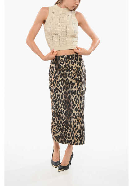 Bluze Balmain Knitted Crop Top With All-Over Monogram Beige Femei (BM 18705139) 4