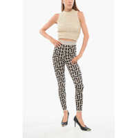 Colanti Dama - Colanti Balmain High-Waisted Knitted Leggings With All-Over Monogram Beige Femei (BM 18705163) - B-mall.ro