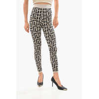 Colanti High-Waisted Knitted Leggings With All-Over Monogram Femei
