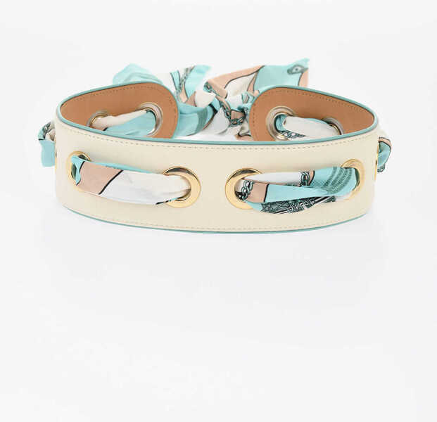 Curele Elisabetta Franchi Vegan Leather Belt With Foulard Detail White Femei (BM 18705169) 3