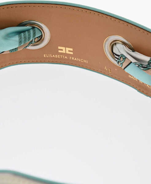 Curele Elisabetta Franchi Vegan Leather Belt With Foulard Detail White Femei (BM 18705169) 4