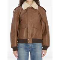 Bomber jacket Bomber Jacket In Hammered Leather And Shearling Femei