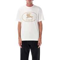 Tricouri Burberry Chalk White Cotton Knight Stamp T-Shirt Barbati