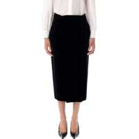 Fuste Saint Laurent Cotton Velvet Midi Wrap Skirt Femei