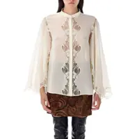 Bluze Chloé Fluid Silk Lace Blouse Femei