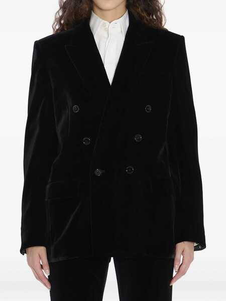 Geci Saint Laurent Cassandre Jacket In Velvet Black Femei (BM 18707799) 1
