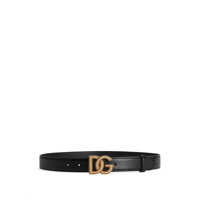 Accesorii Dolce & Gabbana Leather Belt With Logo Plaque Femei