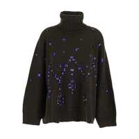 Topuri Brown High-Neck Jumper With All-Over Crystals Embellishment In Wool And Silk Blend Woman Femei