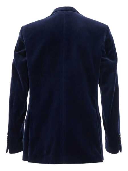 Geci Lardini Blue Single-Breasted Jacket With Pointed Lapels In Velvet Man BLUE Barbati (BM 18708132) 2