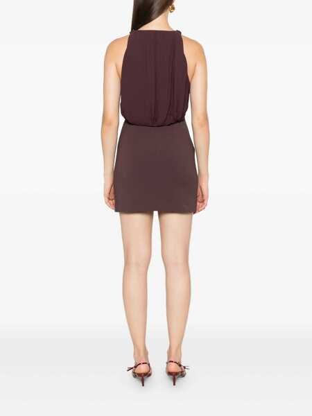 Rochii Elisabetta Franchi Bordeaux Sleeveless Dress With Chain Decoration On The Front In Fabric Woman Red Femei (BM 18708135) 4