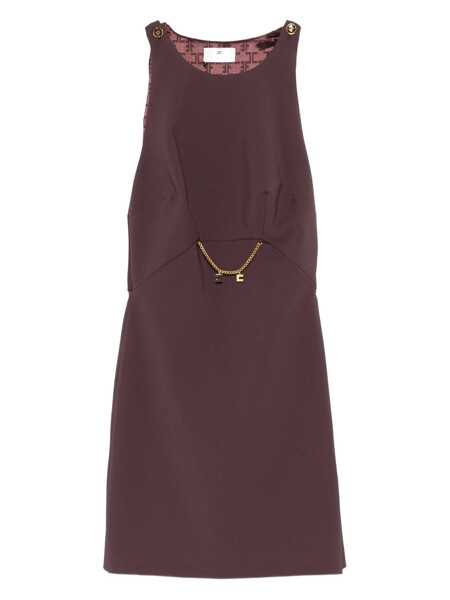 Rochii Elisabetta Franchi Bordeaux Sleeveless Dress With Chain Decoration On The Front In Fabric Woman Red Femei (BM 18708135) 1