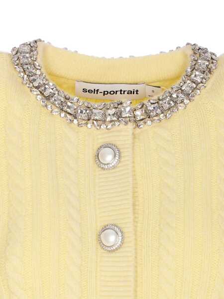Cardigane Self-Portrait Self-Portrait Crewneck Cardigan YELLOW Femei (BM 18708186) 4