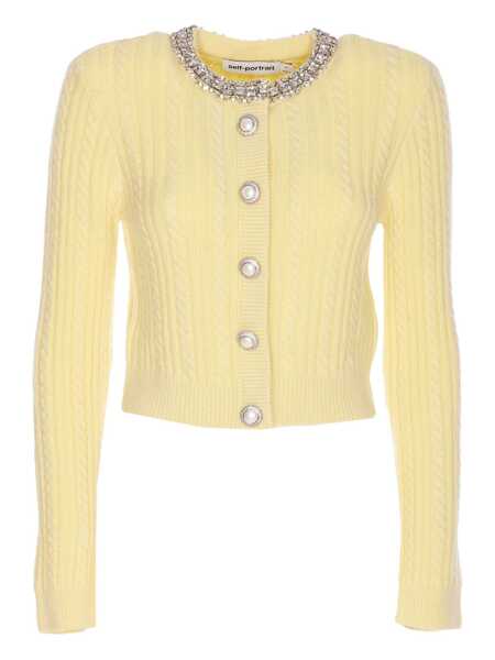 Cardigane Self-Portrait Self-Portrait Crewneck Cardigan YELLOW Femei (BM 18708186) 1
