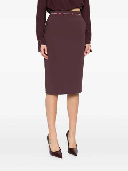 Fuste Elisabetta Franchi Bordeaux Skirt With Waistband Detail In Fabric Woman Red Femei (BM 18709020) 3