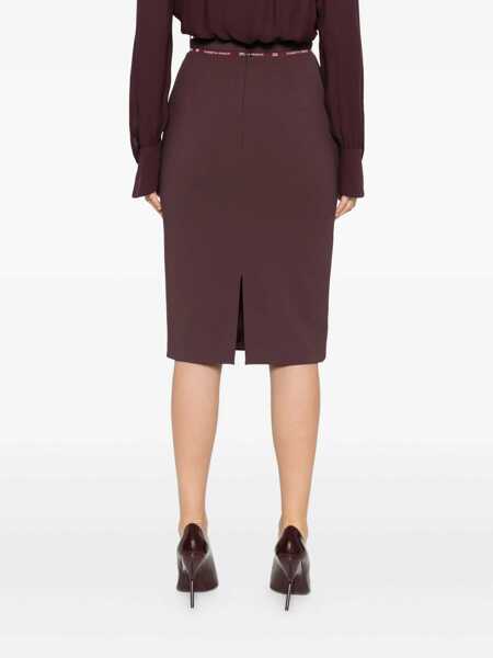 Fuste Elisabetta Franchi Bordeaux Skirt With Waistband Detail In Fabric Woman Red Femei (BM 18709020) 4