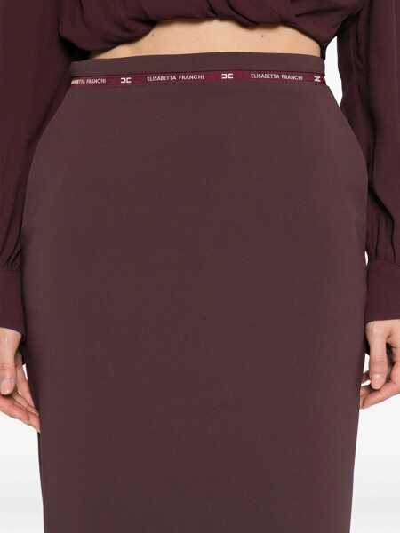 Fuste Elisabetta Franchi Bordeaux Skirt With Waistband Detail In Fabric Woman Red Femei (BM 18709020) 5