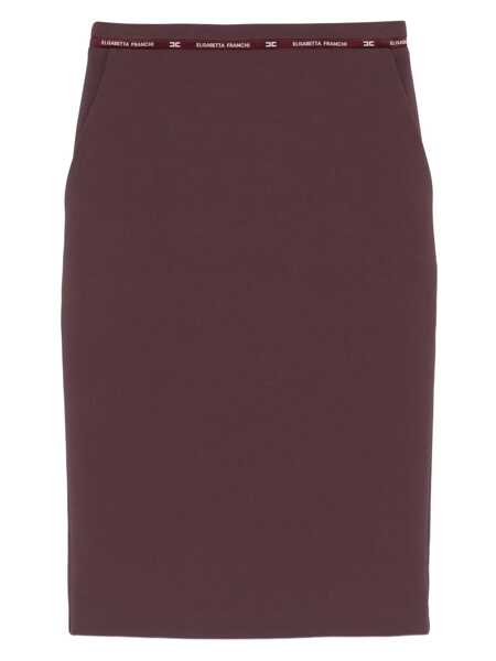 Fuste Elisabetta Franchi Bordeaux Skirt With Waistband Detail In Fabric Woman Red Femei (BM 18709020) 1