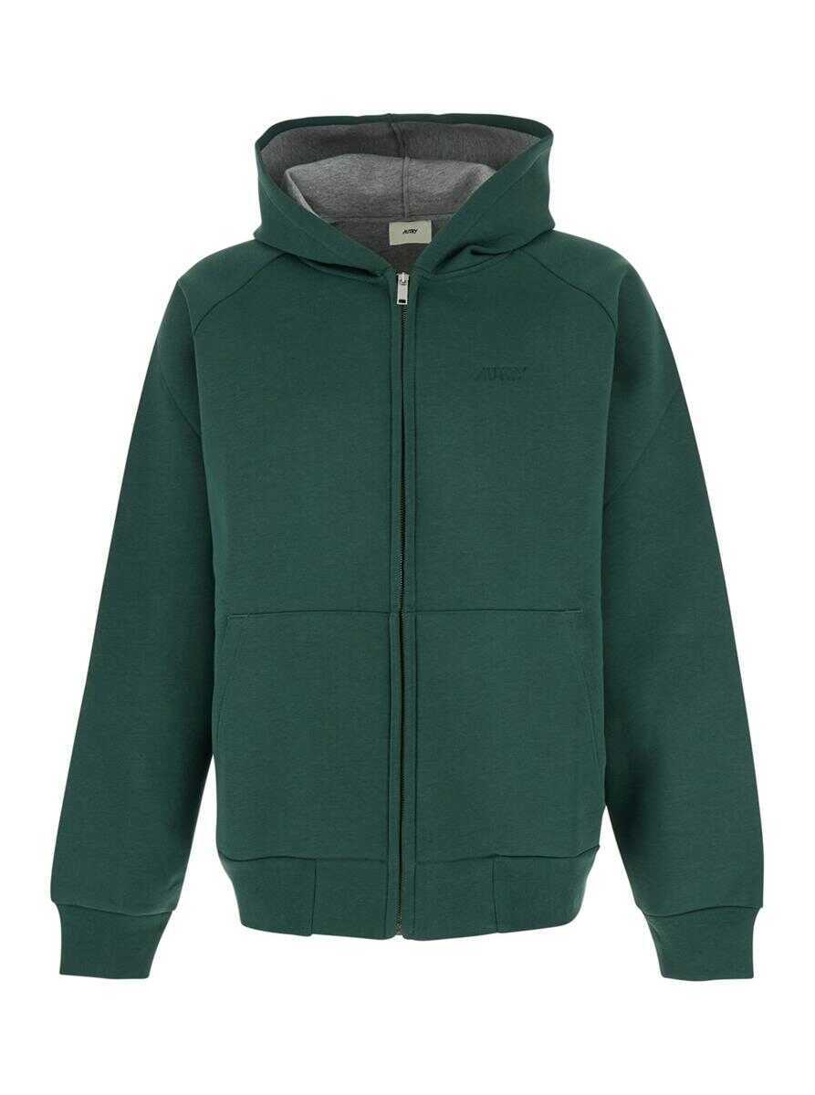Bluze de trening AUTRY Green Hoodie With Dropped Shoulders In Neoprene Man GREEN Barbati (BM 18709215) 1