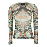 Topuri Mesh Printed Top Femei