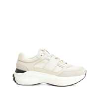 Sneakers White Low Top Sneakers With Maix Logo Lettering On The Tongue In Leather And Fabric Woman Femei