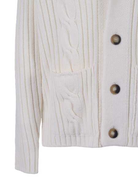 Paltoane Kangra CABLE KNITTED AND RIBBED SHAWL JACKET WITH POCKETS White Barbati (BM 18711105) 3