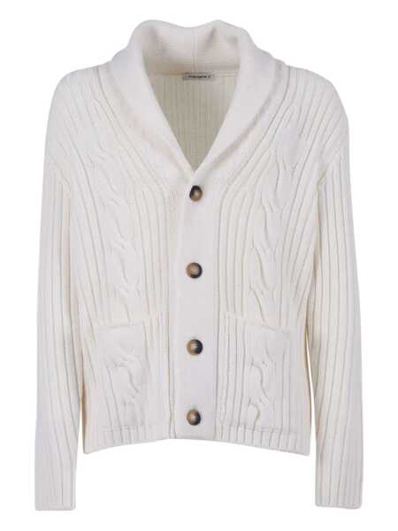 Paltoane Kangra CABLE KNITTED AND RIBBED SHAWL JACKET WITH POCKETS White Barbati (BM 18711105) 1