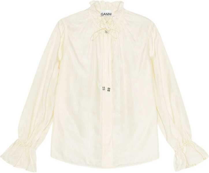Bluze Ganni Shirt With Bow IVORY Femei (BM 18712030) 1