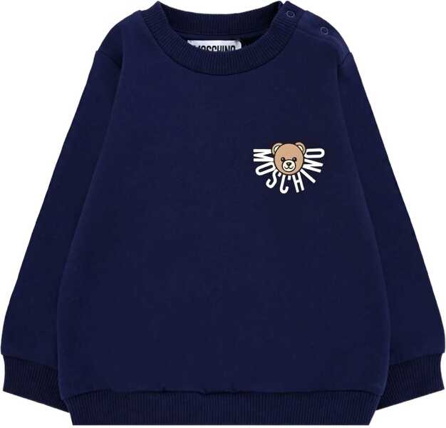 Hanorace Moschino Hoodless Sweatshirt With Logo BLUE Baieti (BM 18712039) 1