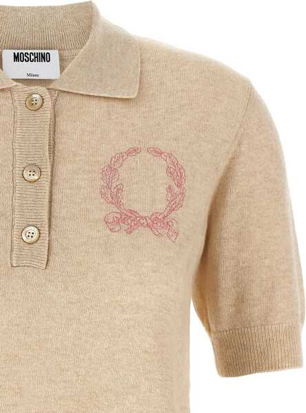 Tricouri Polo Moschino Polo Shirt With Logo BEIGE Femei (BM 18712348) 3