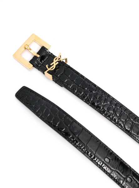 Curele Saint Laurent Crocodile-effect Cassandre Belt BLACK Femei (BM 18712534) 2