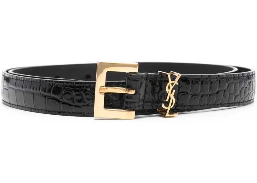 Curele Saint Laurent Crocodile-effect Cassandre Belt BLACK Femei (BM 18712534) 1