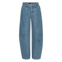 Blugi Light Blue Jeans With Central Stitching And Logo Patch On The Back In Denim Woman Femei