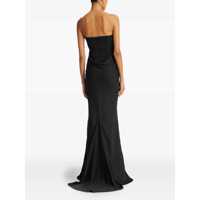 Rochii ROTATE Birger Christensen Dama - Rochii ROTATE Birger Christensen Black Long Dress With Corset And Draped Skirt In Fabric Woman Black Femei (BM 18714081) - B-mall.ro