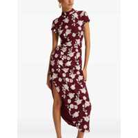 Rochii ROTATE Birger Christensen Dama - Rochii ROTATE Birger Christensen Bordeaux Dress With All-Over Floral Embroidery In Fabric Woman Red Femei (BM 18714093) - B-mall.ro