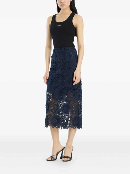 Fuste ROTATE Birger Christensen Blue Skirt With Semi Transparent Design And Floral Decorations In Fabric Woman BLUE Femei (BM 18714102) 2