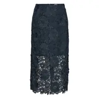 Fuste Blue Skirt With Semi Transparent Design And Floral Decorations In Fabric Woman Femei