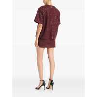 Imbracaminte ROTATE Birger Christensen Dama - Fuste ROTATE Birger Christensen Bordeaux Mini Skirt With All-Over Sequins In Tech Fabric Woman Red Femei (BM 18714108) - B-mall.ro