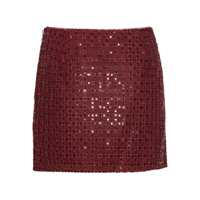 Fuste Bordeaux Mini Skirt With All-Over Sequins In Tech Fabric Woman Femei