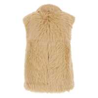 Geci Beige Sleeveless Shearling With Front Closure In Faux Fur Woman Femei