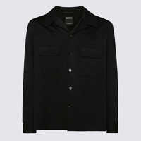 Geci Zegna Black Leather Casual Jacket Barbati