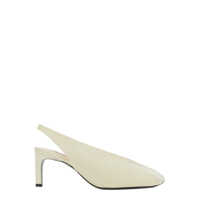 Pantofi cu toc White Slingback Pumps With Square Toe And High Heel In Leather Woman Femei