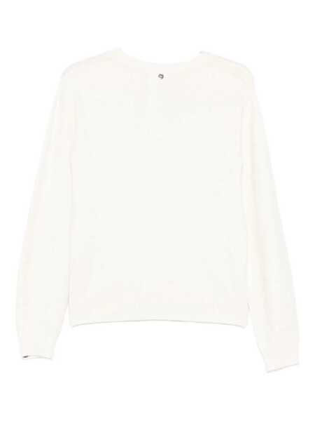 Pulovere Liu Jo Liu Jo White Crew-Neck Sweater With Rhinestones WHITE Femei (BM 18719016) 2