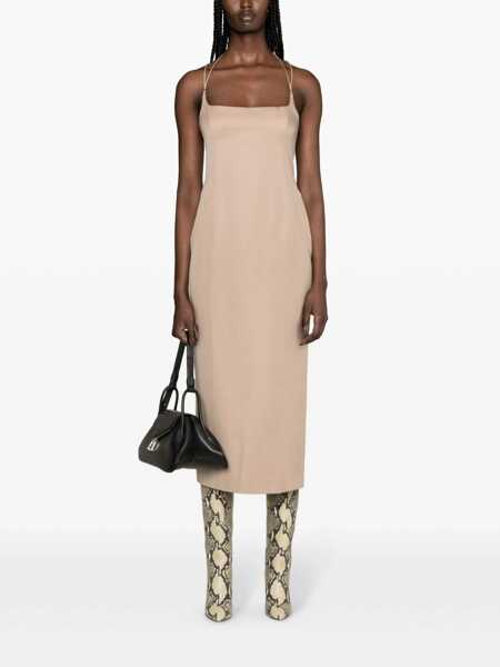 Rochii elegante THE ATTICO Gabardine midi dress Beige Femei (BM 18721002) 2